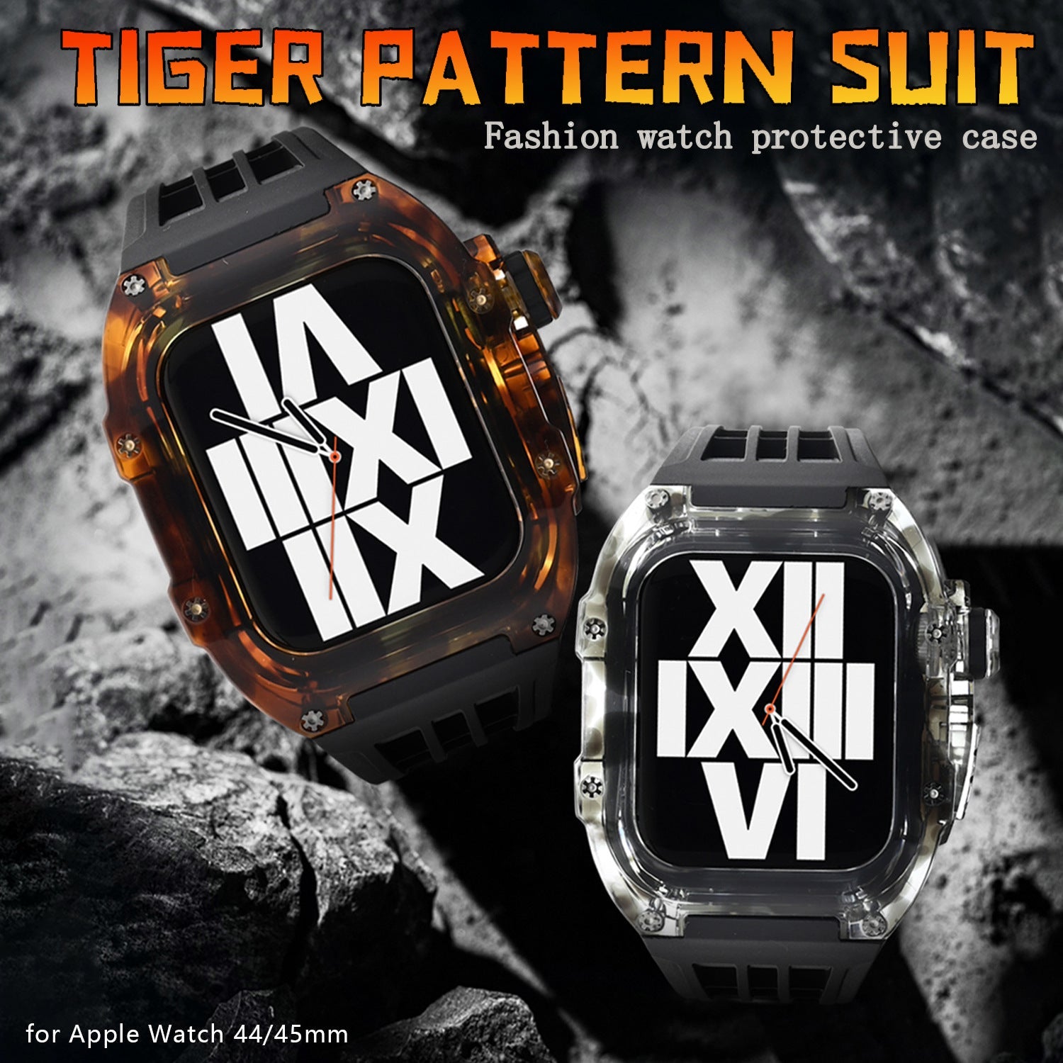 Tiger Pattern 44-45mm Mod Kit Watch Case For Apple Ultra Watch