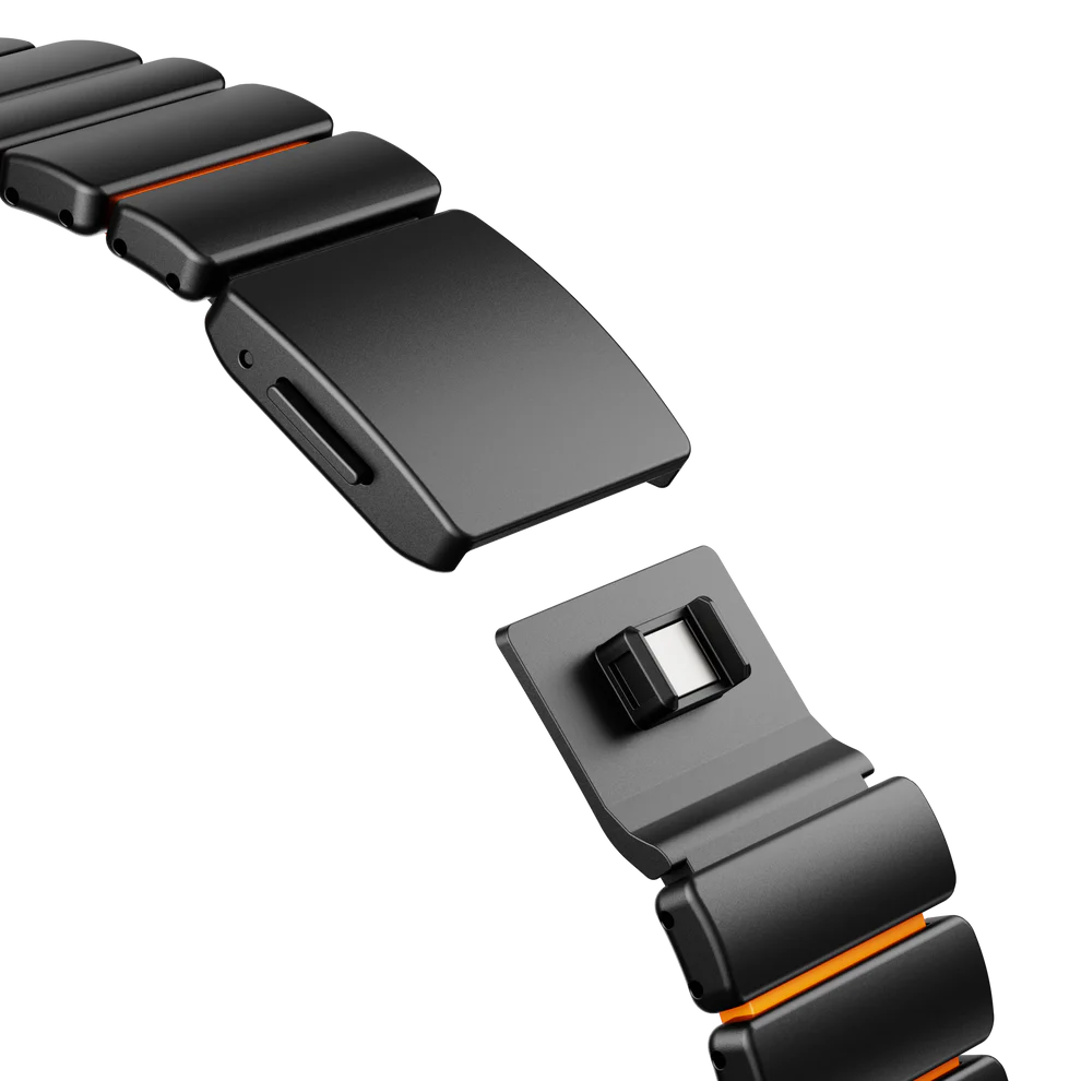 Titanium Silicone Hybrid Band - Black Orange
