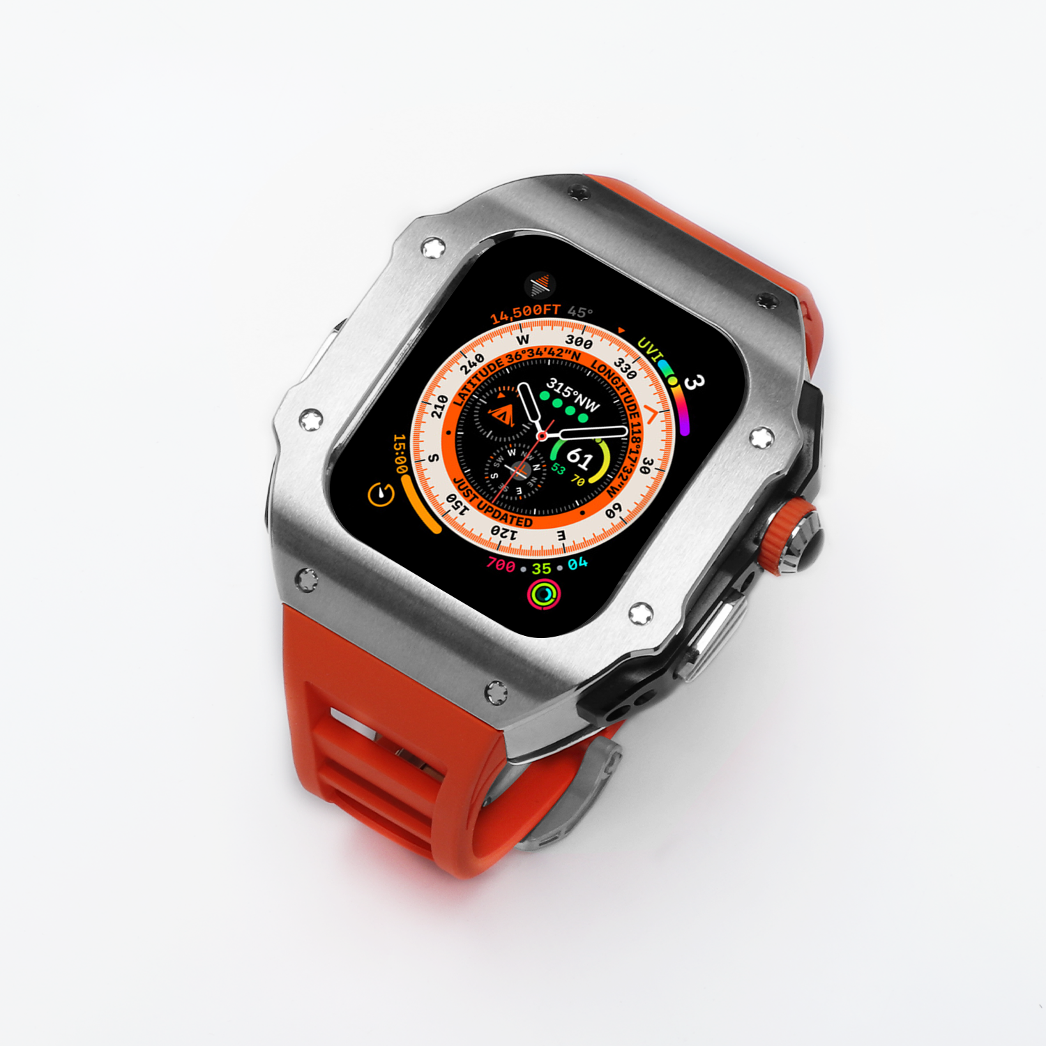 44-45 MM Stainless Steel Case With Silicon Strap