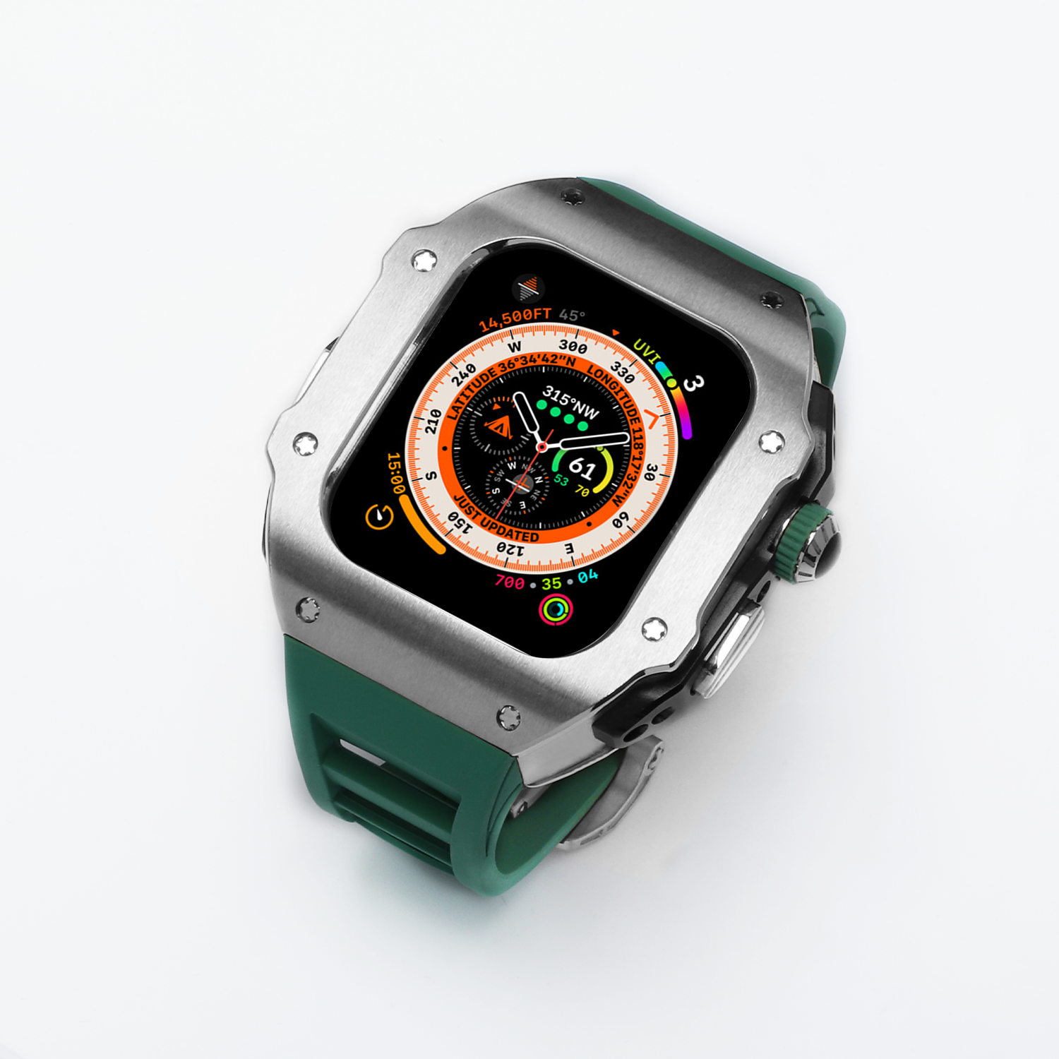 44-45 MM Stainless Steel Case With Silicon Strap