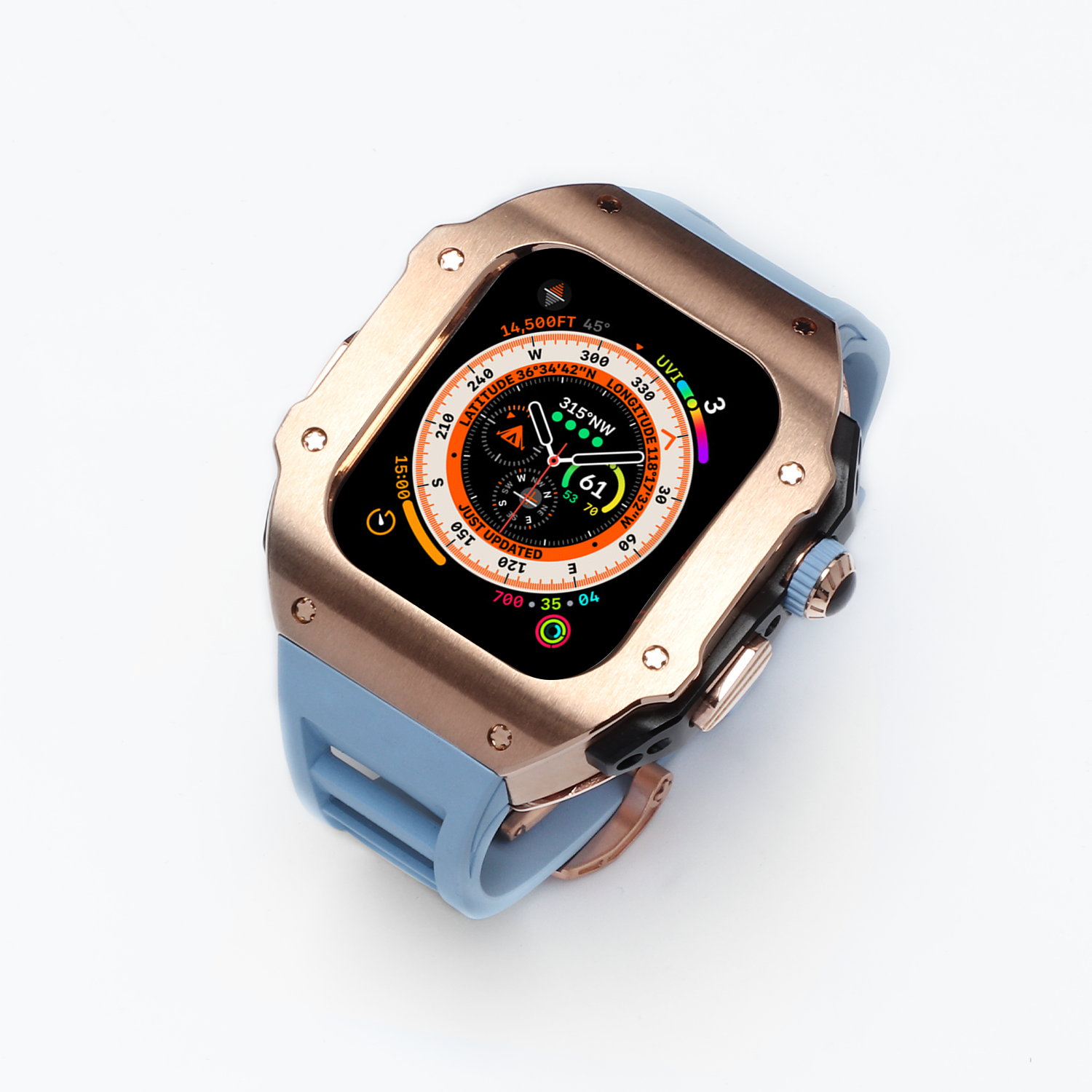 44-45 MM Stainless Steel Case With Silicon Strap