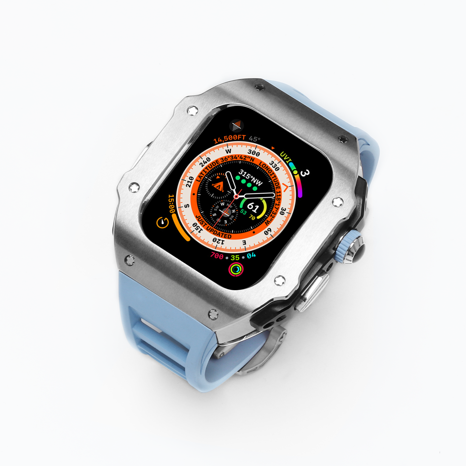 44-45 MM Stainless Steel Case With Silicon Strap
