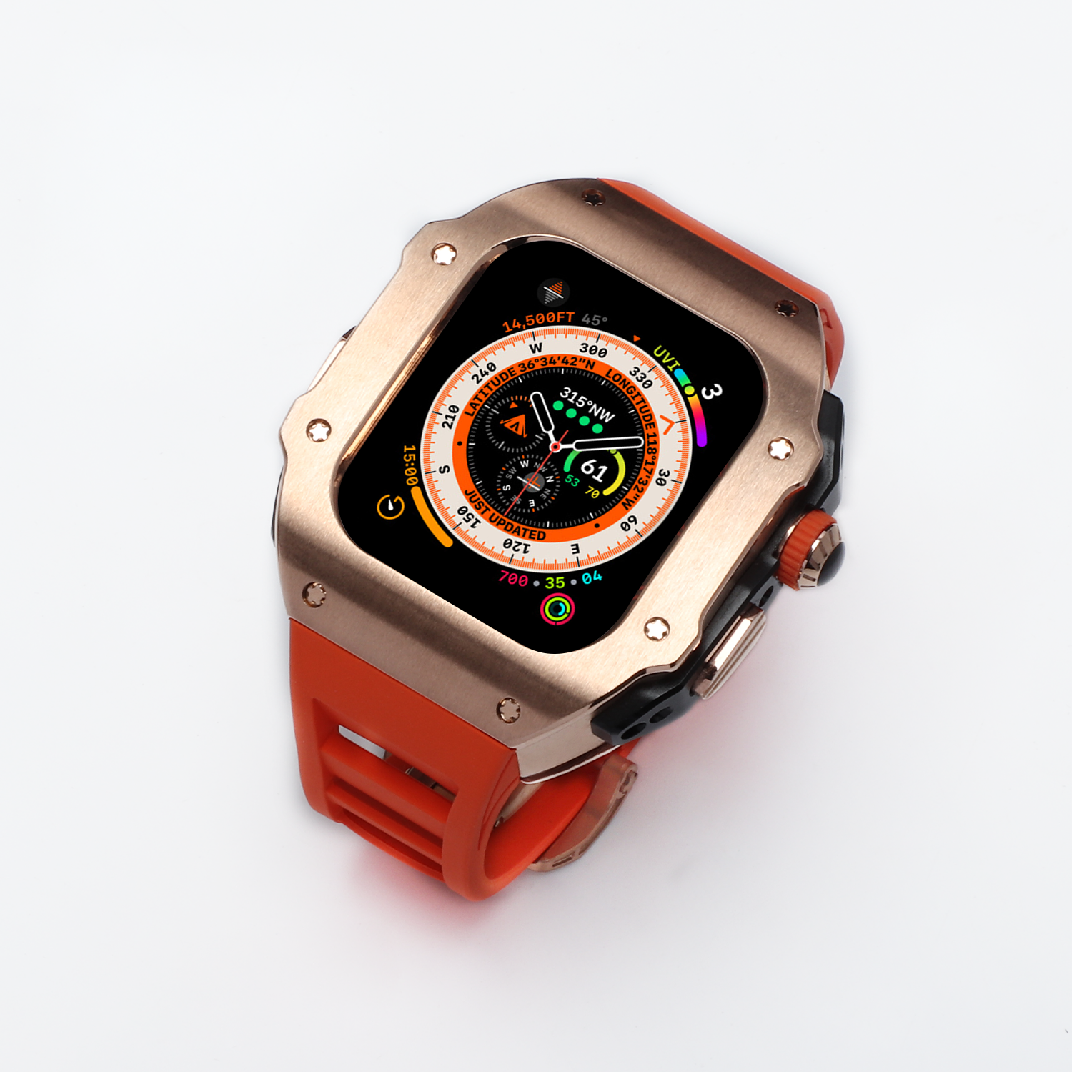 44-45 MM Stainless Steel Case With Silicon Strap