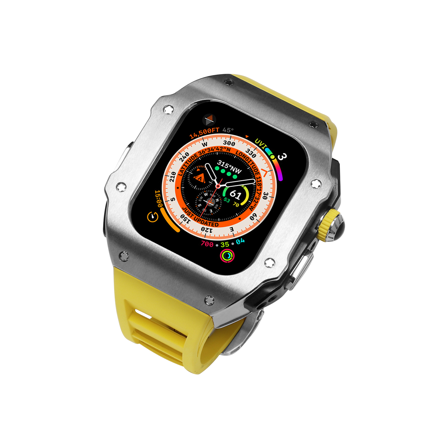 44-45 MM Stainless Steel Case With Silicon Strap