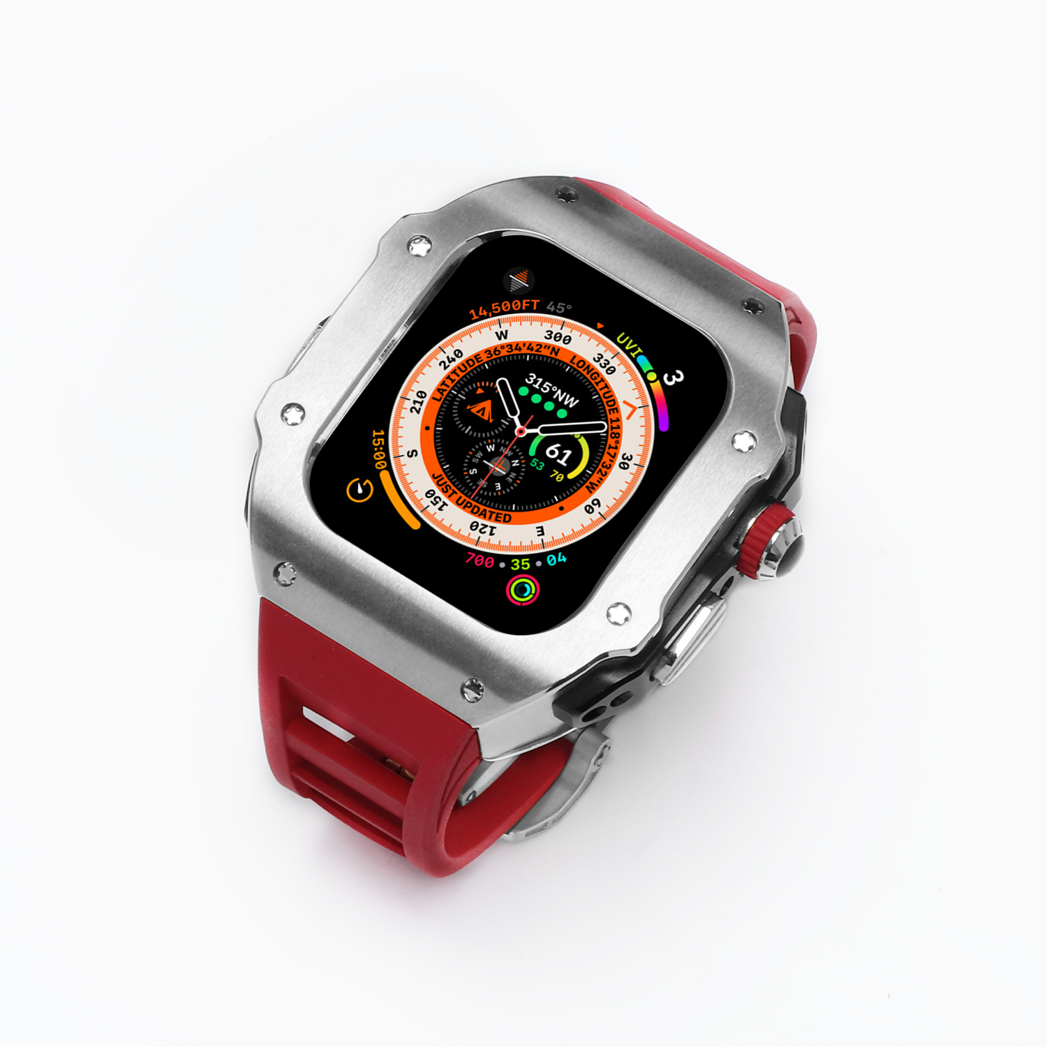 44-45 MM Stainless Steel Case With Silicon Strap