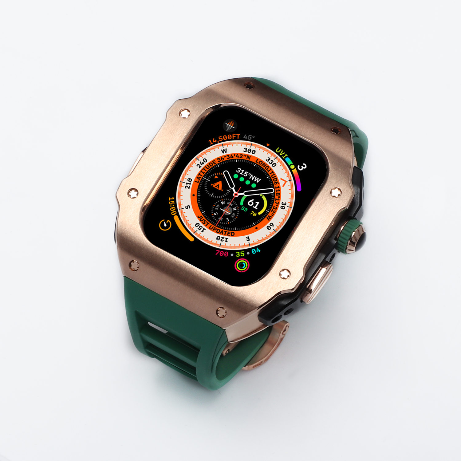 44-45 MM Stainless Steel Case With Silicon Strap