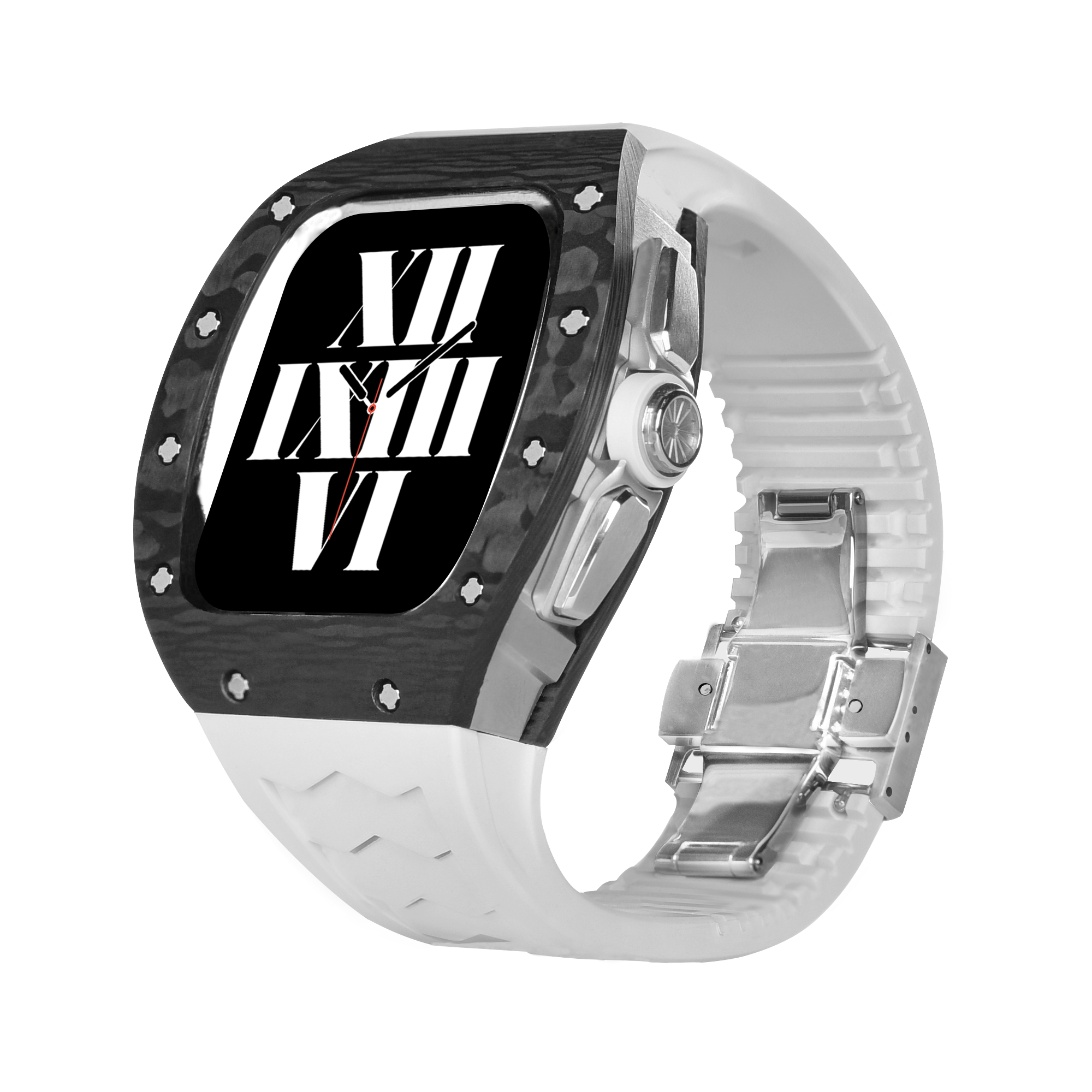 Luxury RM Richard Black Carbon Fiber Stainless Steel Watch Case For 44MM 45MM