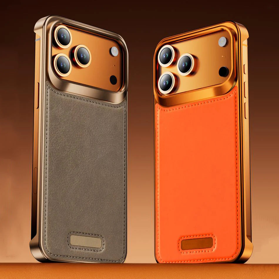 Pro Leather Metal Case For iPhone
