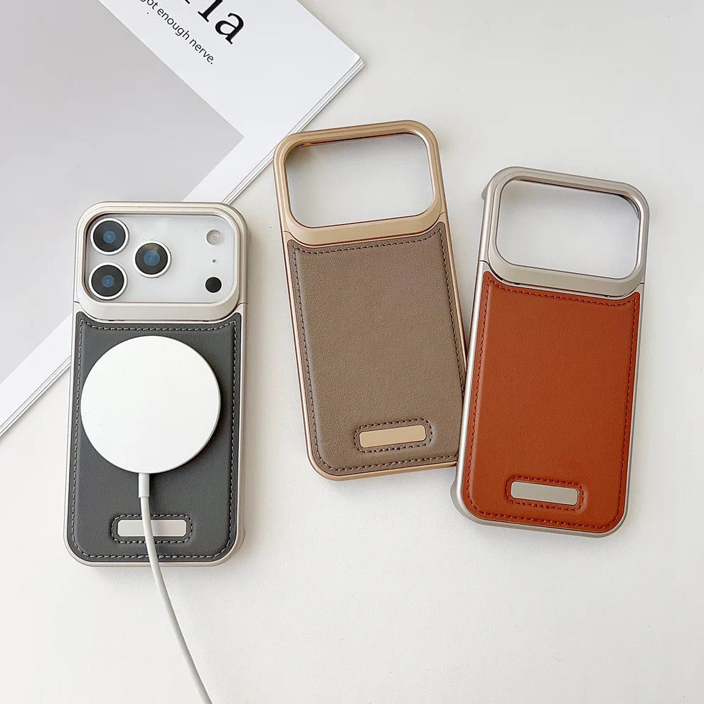 Pro Leather Metal Case For iPhone