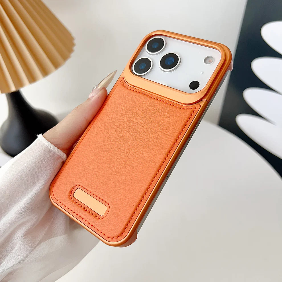 Pro Leather Metal Case For iPhone