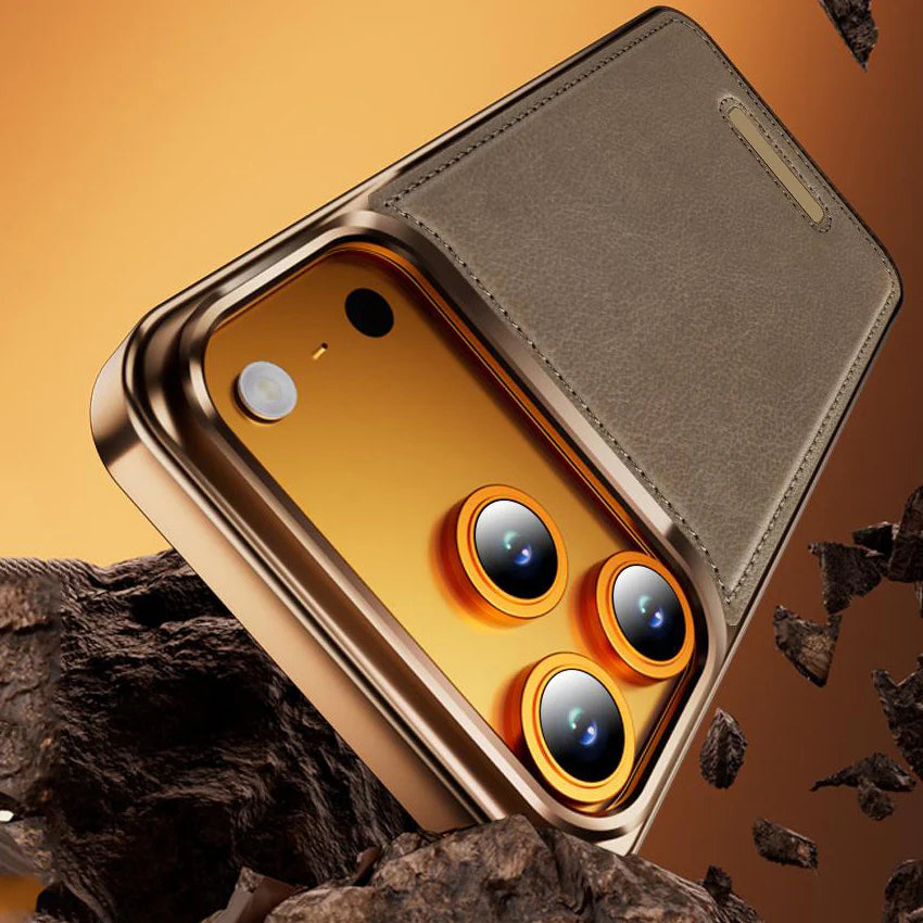 Pro Leather Metal Case For iPhone