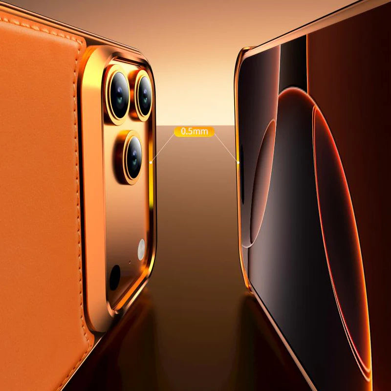 Pro Leather Metal Case For iPhone