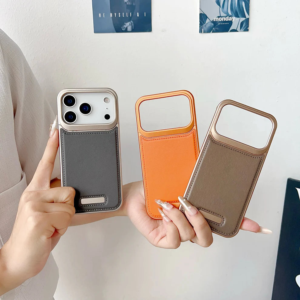 Pro Leather Metal Case For iPhone