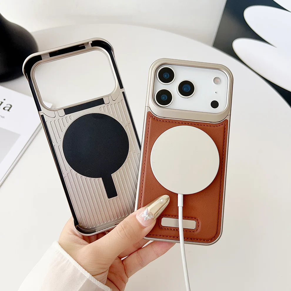 Pro Leather Metal Case For iPhone