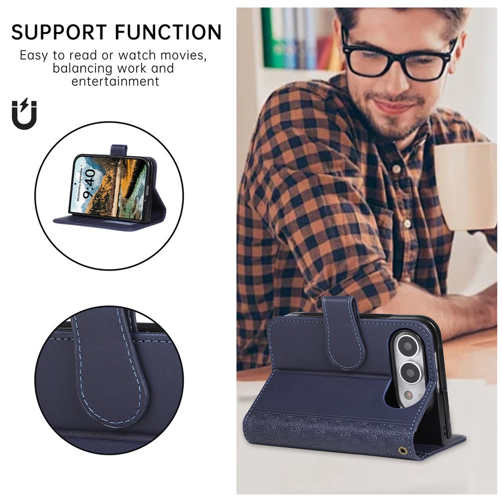 Magnetic Rhombus Leather Wallet Case For iPhone Duo