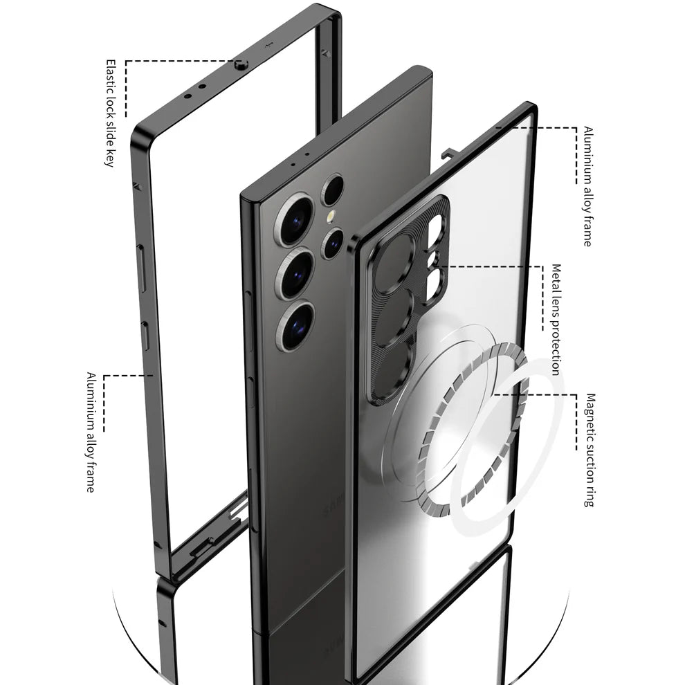 Acrylic Back With Metal Bumper Shell For Samsung