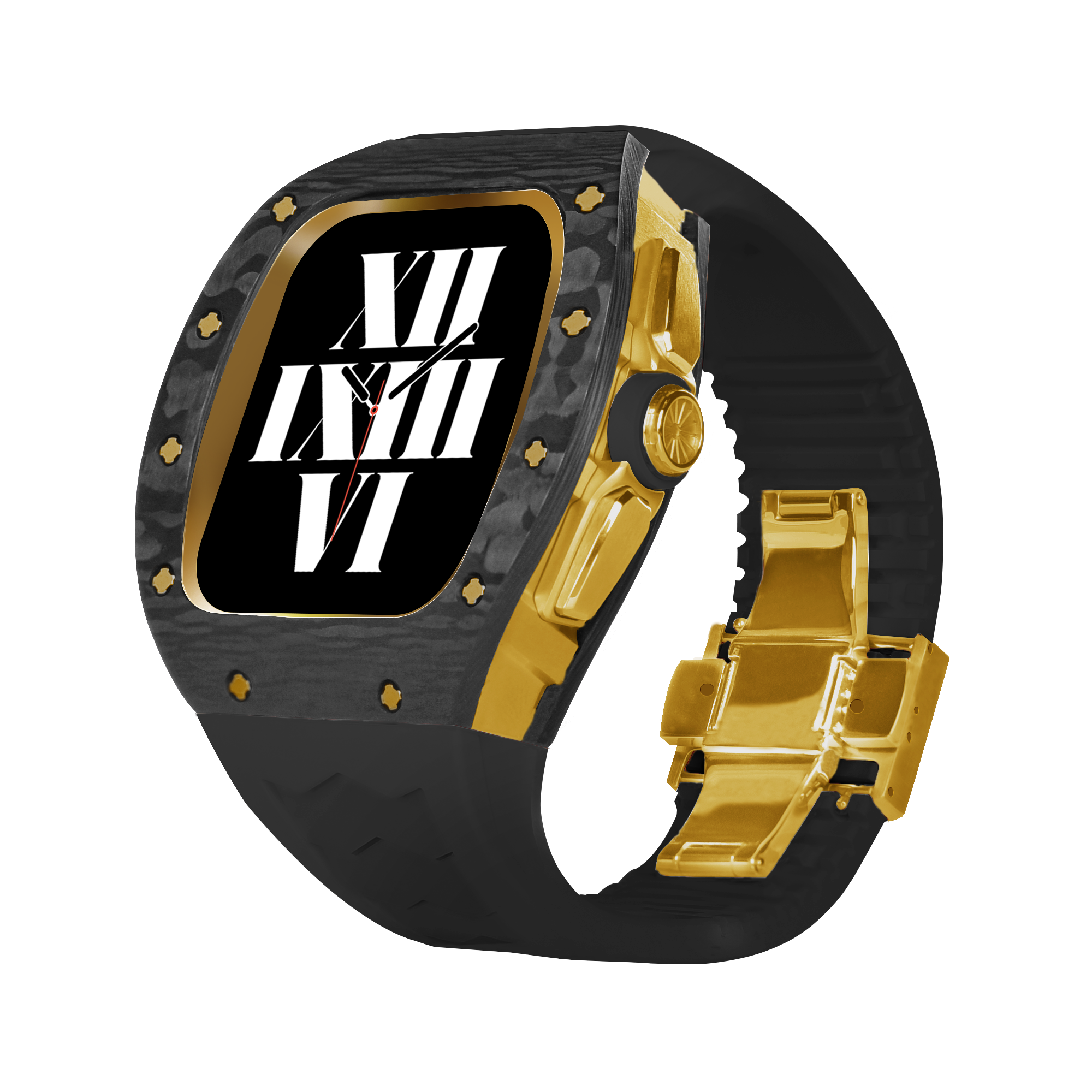 Luxury RM Richard Black Carbon Fiber Stainless Steel Watch Case For 44MM 45MM