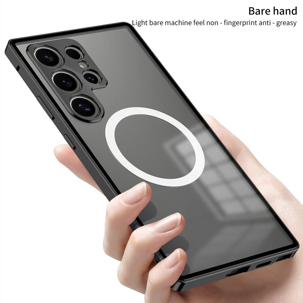 Acrylic Back With Metal Bumper Shell For Samsung