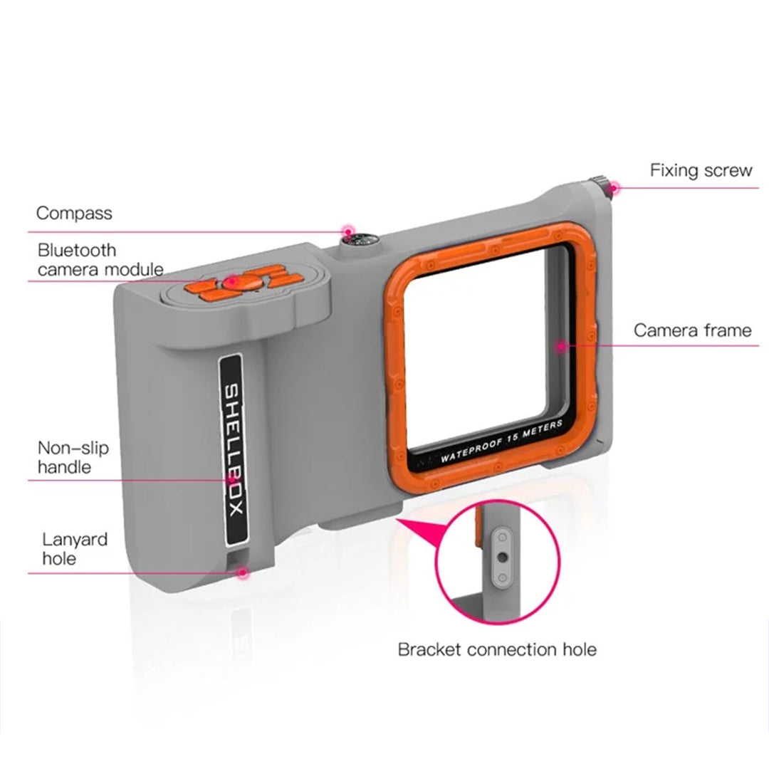 SHELLBOX 15M IPX8 Waterproof Case for iPhone With Bluetooth Camera Module