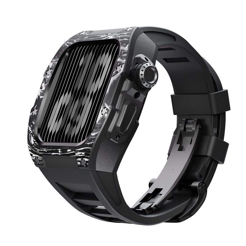 Pattern Carbon Fiber Metal Ring Watch Case 44MM - 45MM