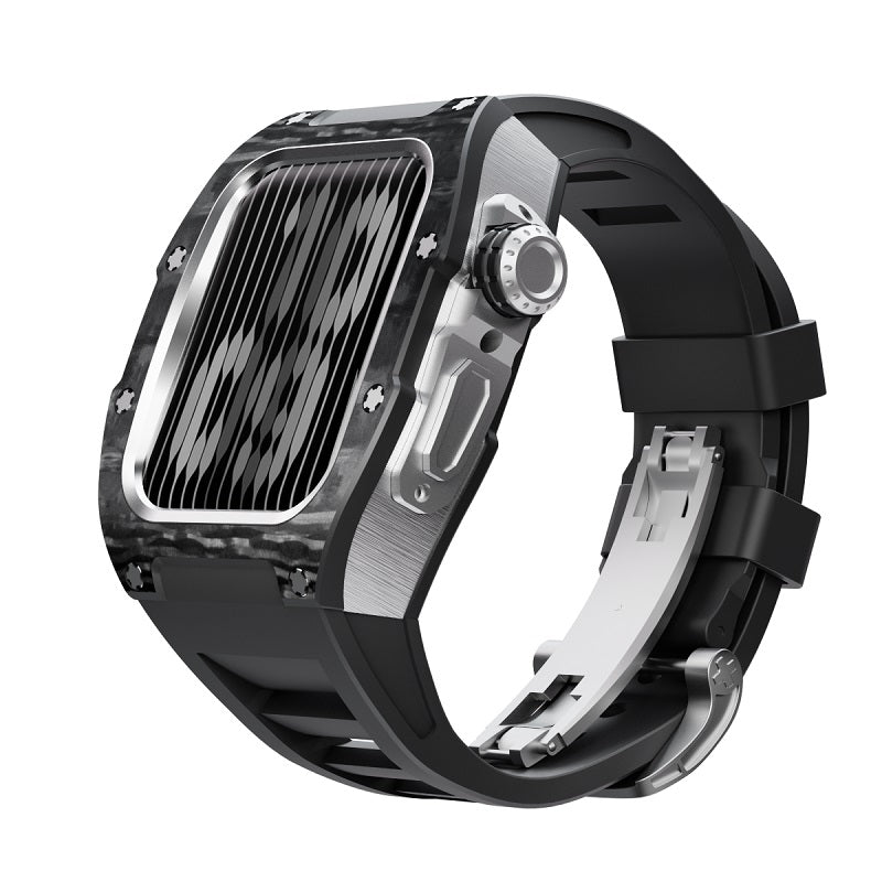 Pattern Carbon Fiber Metal Ring Watch Case 44MM - 45MM