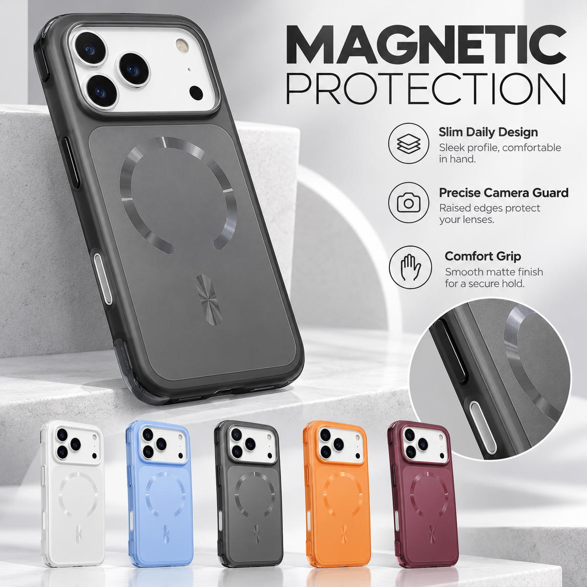 Frosted Magnetic Matte Case for iPhone