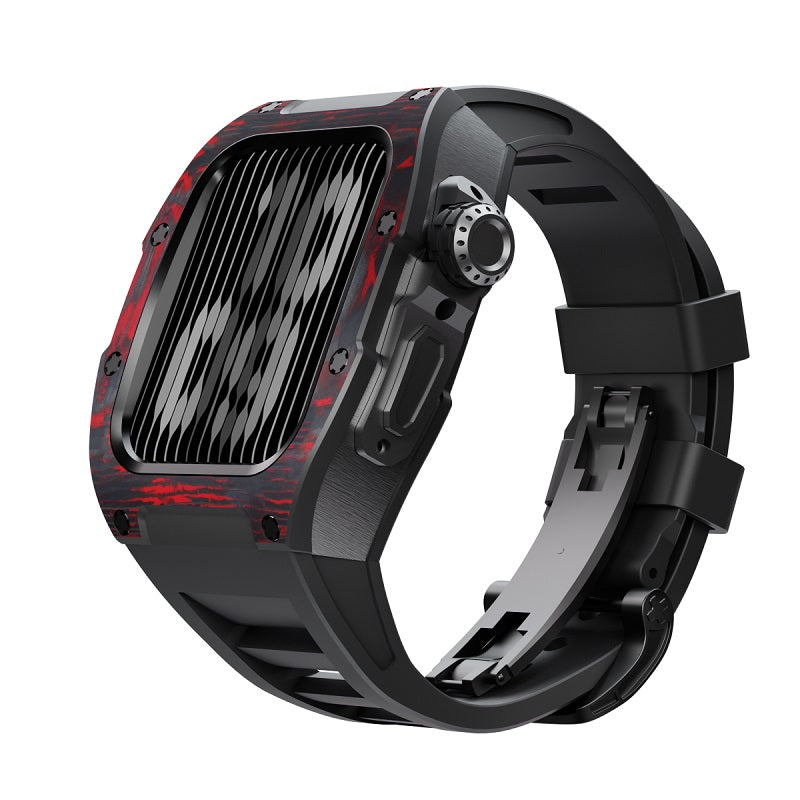 Pattern Carbon Fiber Metal Ring Watch Case 44MM - 45MM