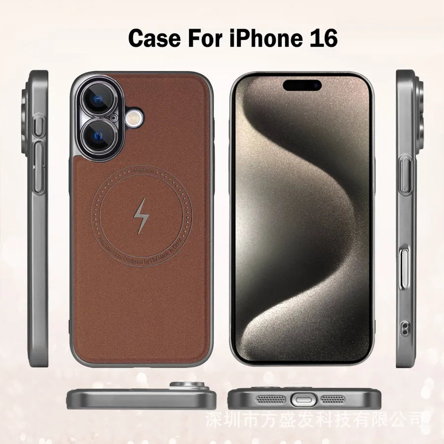 Lightning Leather Magnetic Case For iPhone