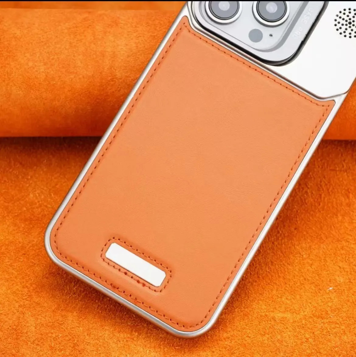 LensHolder Leather Metal Case For iPhone
