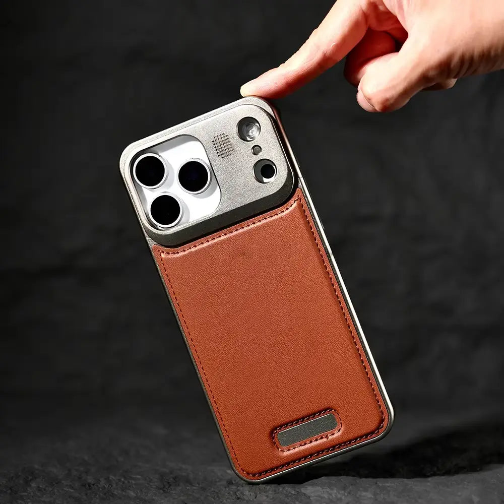 Luxury Leather Metal iPhone Case with magsafe