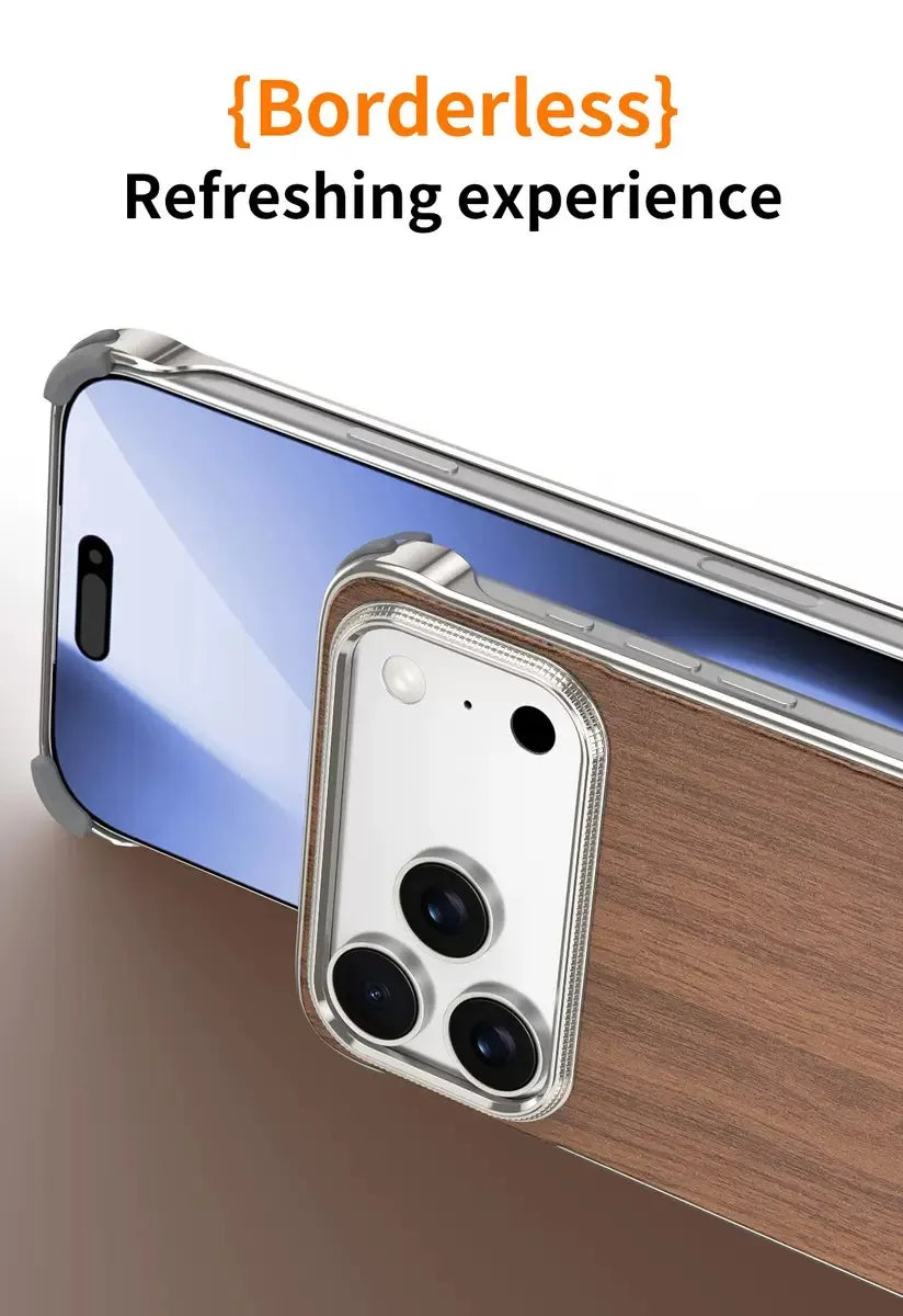 Frameless Walnut Metal Case For iPhone