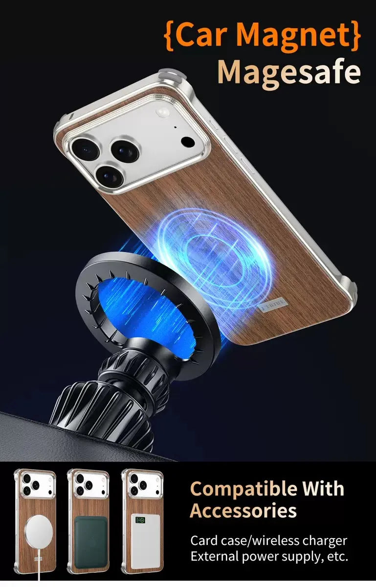 Frameless Walnut Metal Case For iPhone