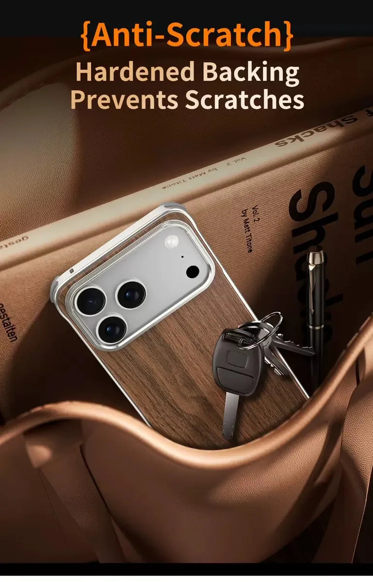 Frameless Walnut Metal Case For iPhone