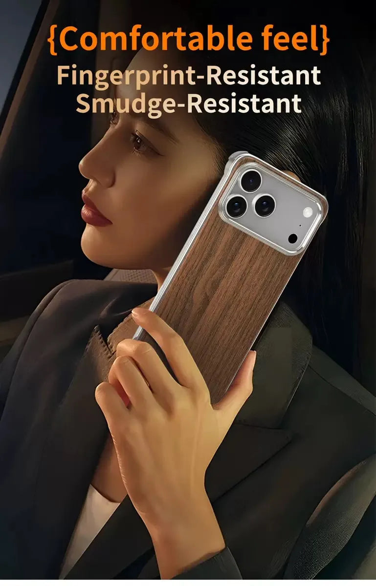 Frameless Walnut Metal Case For iPhone