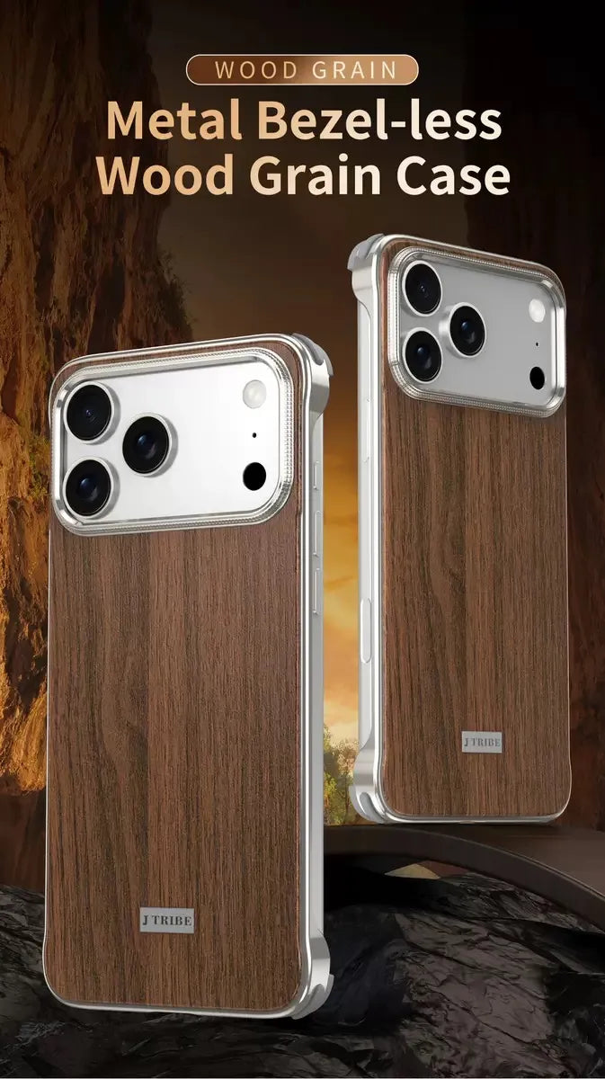 Frameless Walnut Metal Case For iPhone