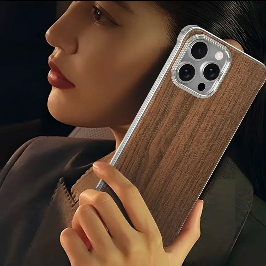 Frameless Walnut Metal Case For iPhone