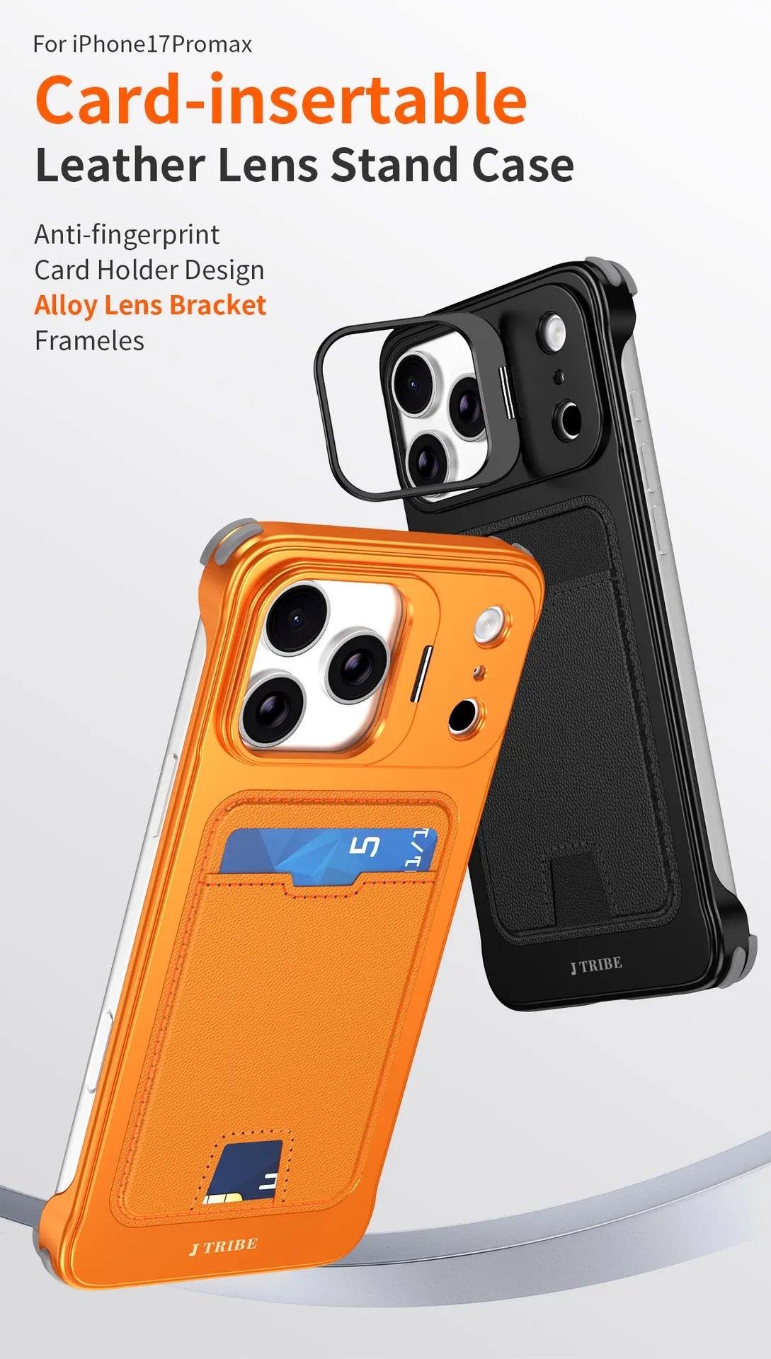 Frameless Metal Card Holder Case For iPhone