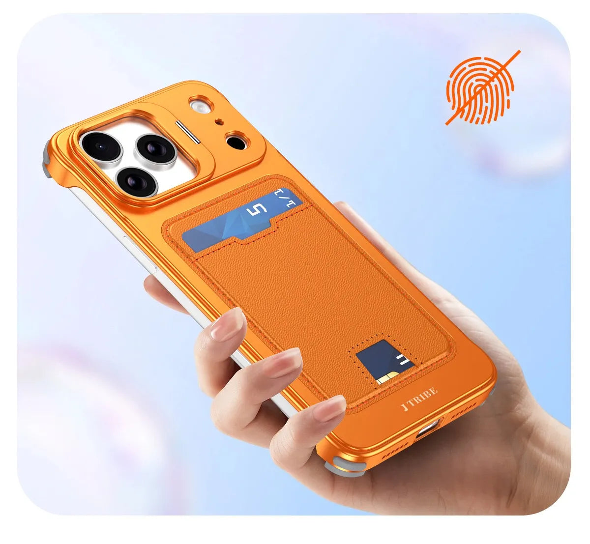 Frameless Metal Card Holder Case For iPhone