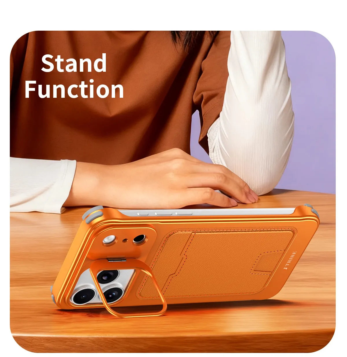 Frameless Metal Card Holder Case For iPhone