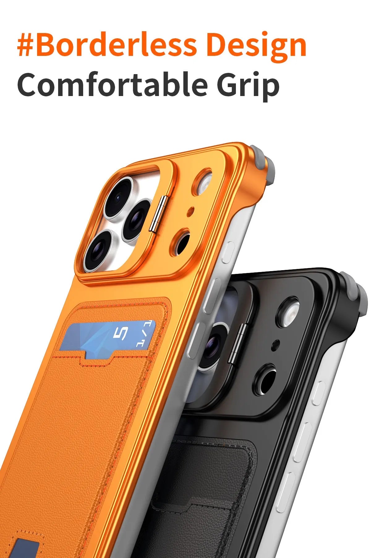 Frameless Metal Card Holder Case For iPhone