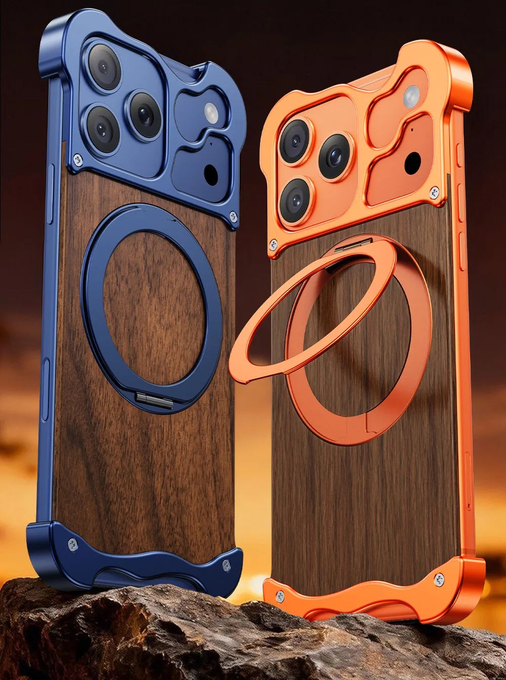 Minimalist Wood Metal Case For iPhone