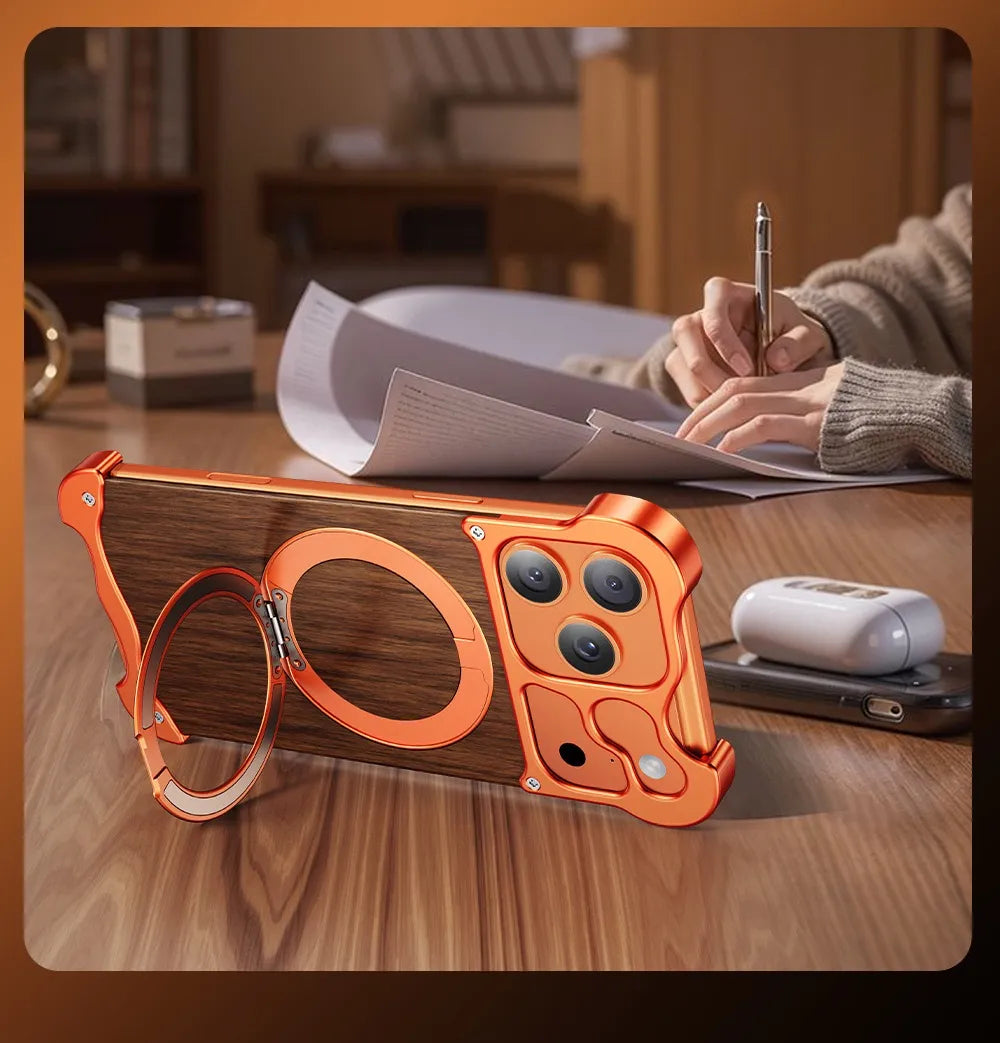 Minimalist Wood Metal Case For iPhone