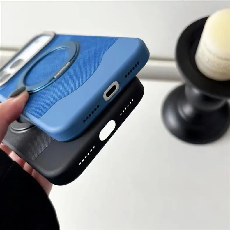 TPU Velvet Magnetic Stand Case For iPhone