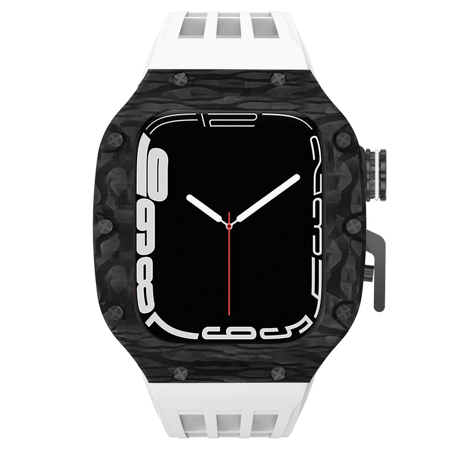 44 - 45mm Carbon Fibre Case For Apple Watch With Premium FKM Rubber Strap