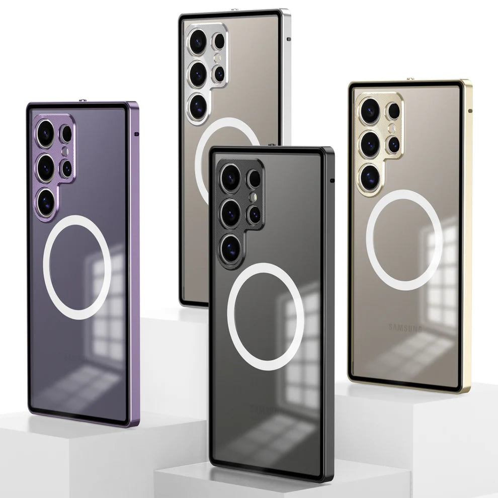 Acrylic Back With Metal Bumper Shell For Samsung