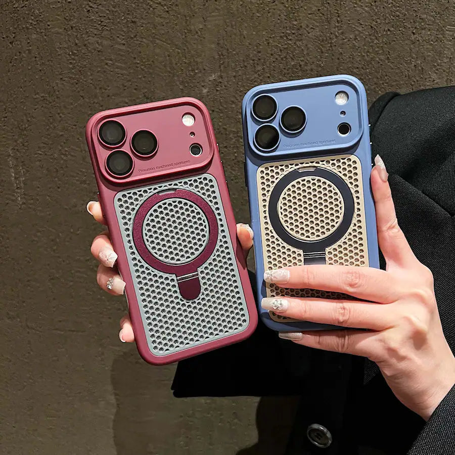 Magnetic PC Mesh Ring Stand Phone Case for iPhone