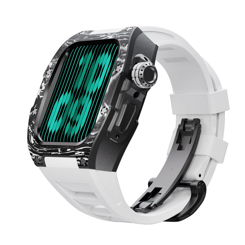 Pattern Carbon Fiber Metal Ring Watch Case 44MM - 45MM