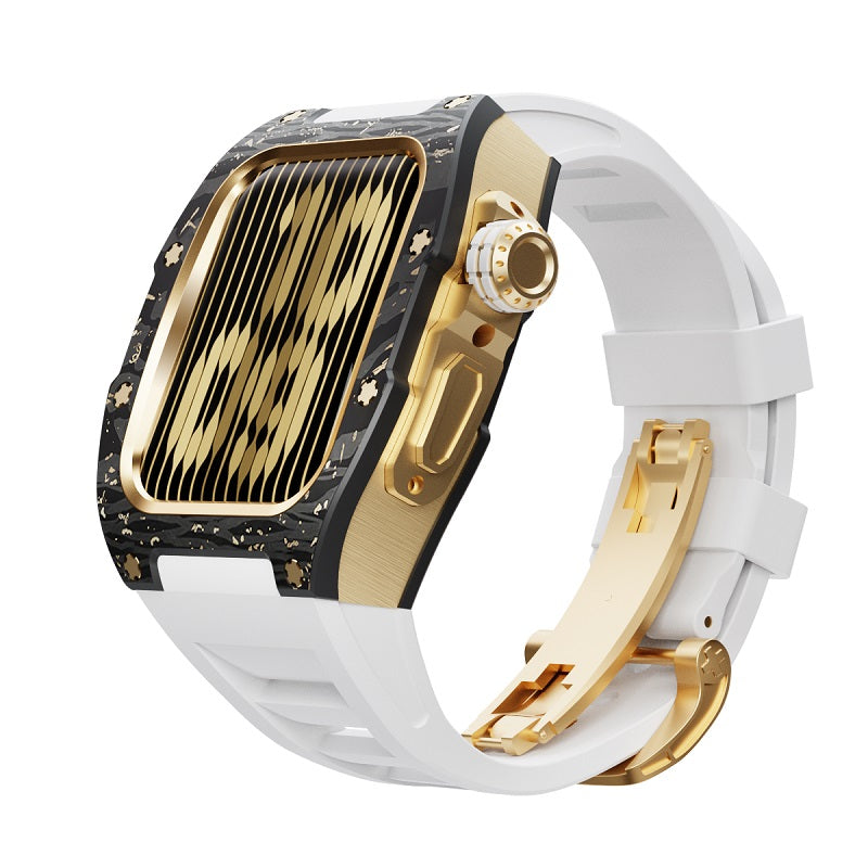 Pattern Carbon Fiber Metal Ring Watch Case 44MM - 45MM