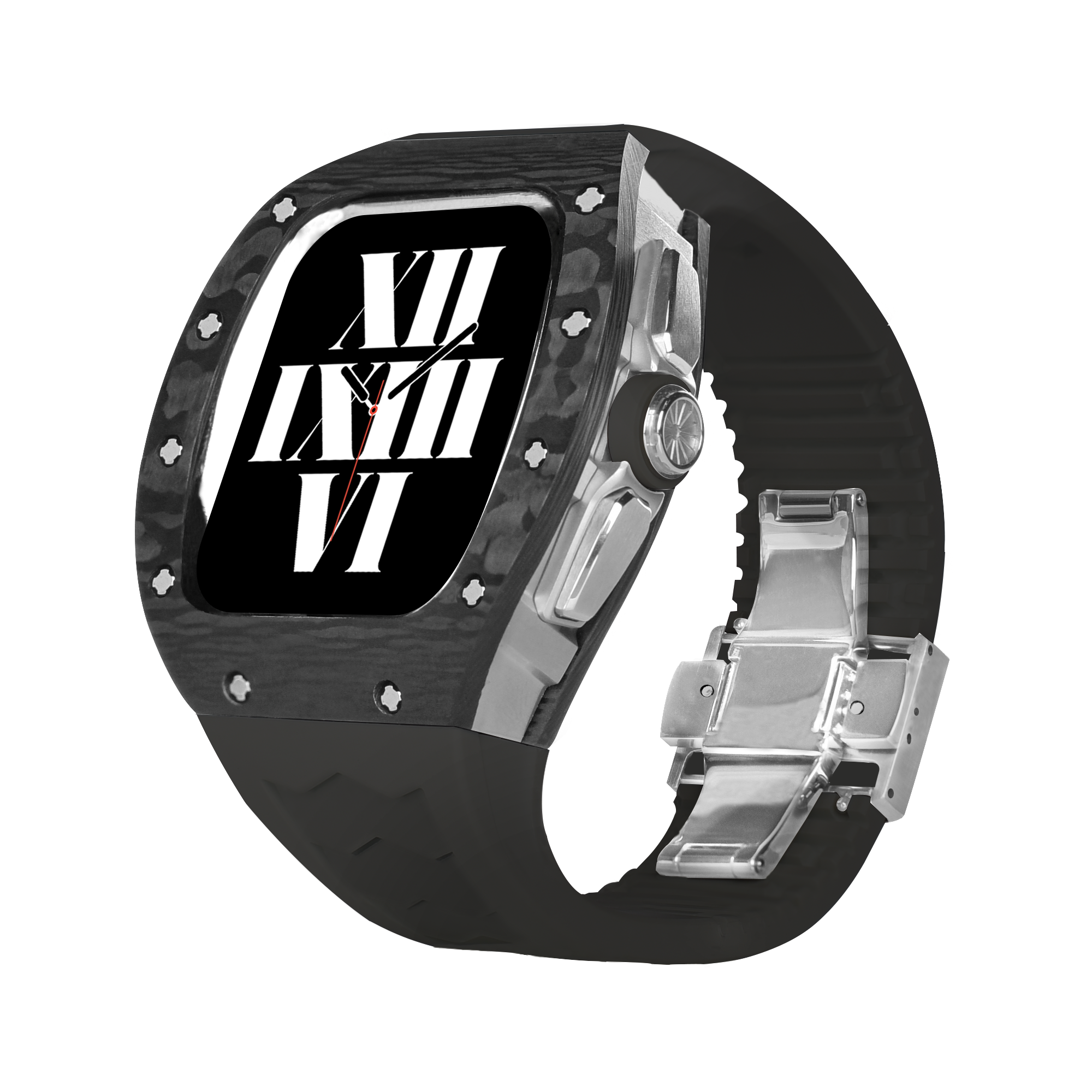 Luxury RM Richard Black Carbon Fiber Stainless Steel Watch Case For 44MM 45MM