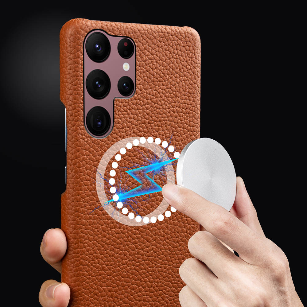 Luxury Real Leather S Series Phone Case For Samsung Z Fold (Lychee Pattern)